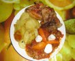 Gusa de porc & aripioare de pui marinate la cuptor cu garnitura de cartofi si sos de ciuperci cu portocala rosie-13